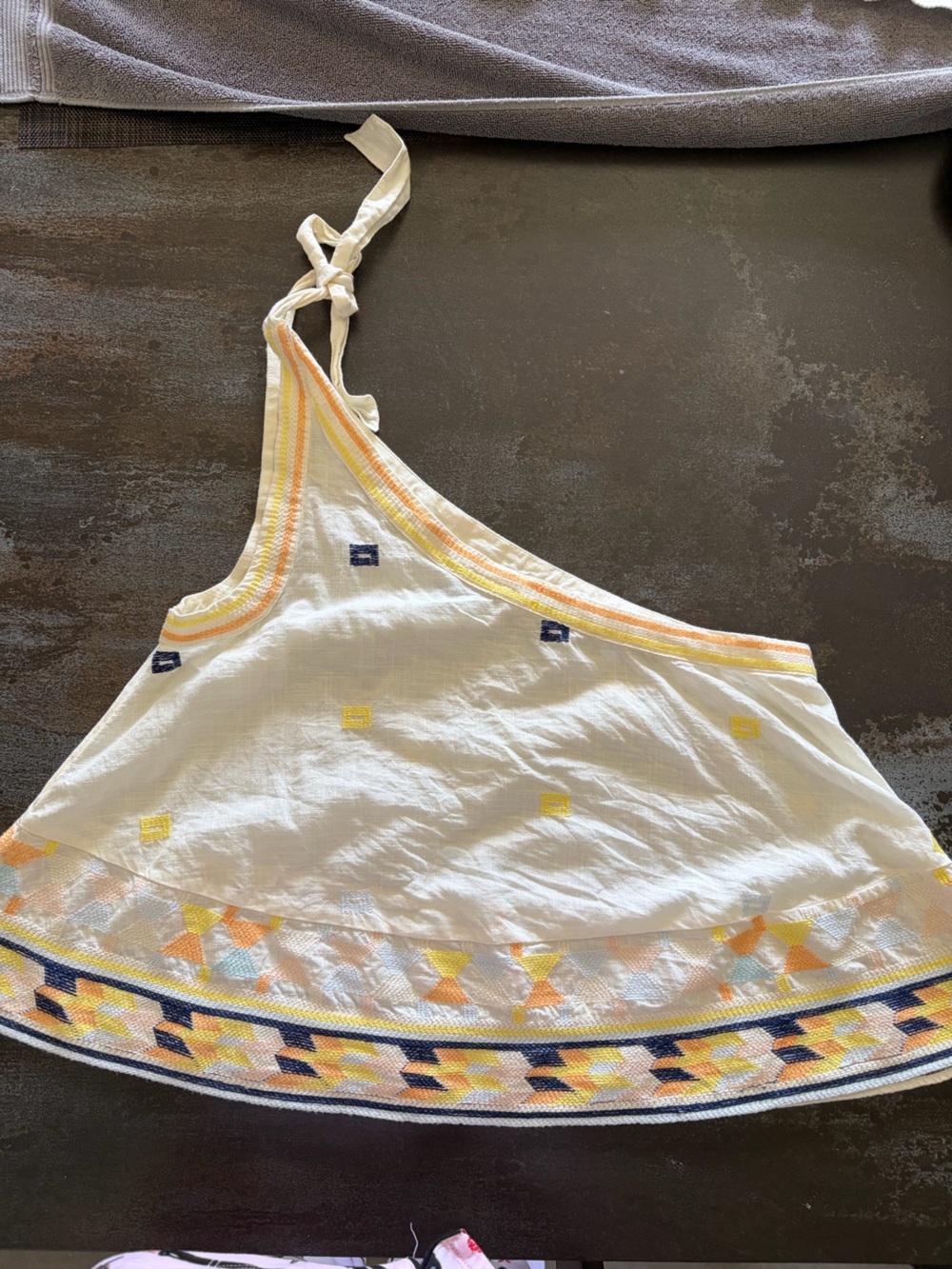 Free People cream One-Shoulder tie tank